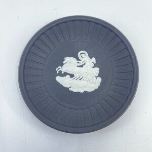 wedgwood black basalt plate with white chariot scene relief